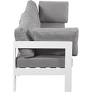  Meridian Nizuc 120" Grey Water Resistant Fabric Upholstered 4 pc Outdoor Patio Modular Sofa IMAGE 4