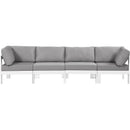  Meridian Nizuc 120" Grey Water Resistant Fabric Upholstered 4 pc Outdoor Patio Modular Sofa IMAGE 5