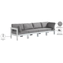  Meridian Nizuc 120" Grey Water Resistant Fabric Upholstered 4 pc Outdoor Patio Modular Sofa IMAGE 9