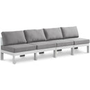  Meridian Nizuc 120" Grey Water Resistant Fabric Upholstered 4 pc Outdoor Patio Armless Modular IMAGE 1