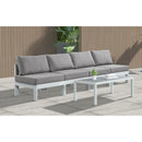  Meridian Nizuc 120" Grey Water Resistant Fabric Upholstered 4 pc Outdoor Patio Armless Modular IMAGE 2