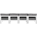  Meridian Nizuc 120" Grey Water Resistant Fabric Upholstered 4 pc Outdoor Patio Armless Modular IMAGE 3