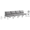  Meridian Nizuc 120" Grey Water Resistant Fabric Upholstered 4 pc Outdoor Patio Armless Modular IMAGE 9