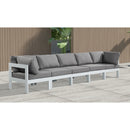  Meridian Nizuc 150" Grey Water Resistant Fabric Upholstered 5 pc Outdoor Patio Modular Sofa IMAGE 2