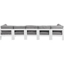  Meridian Nizuc 150" Grey Water Resistant Fabric Upholstered 5 pc Outdoor Patio Modular Sofa IMAGE 3