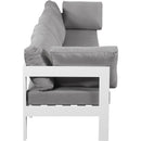 Meridian Nizuc 150" Grey Water Resistant Fabric Upholstered 5 pc Outdoor Patio Modular Sofa IMAGE 4