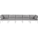  Meridian Nizuc 150" Grey Water Resistant Fabric Upholstered 5 pc Outdoor Patio Modular Sofa IMAGE 5