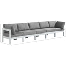  Meridian Nizuc 150" Grey Water Resistant Fabric Upholstered 5 pc Outdoor Patio Modular Sofa IMAGE 8