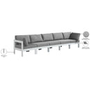  Meridian Nizuc 150" Grey Water Resistant Fabric Upholstered 5 pc Outdoor Patio Modular Sofa IMAGE 9