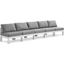  Meridian Nizuc 150" Grey Water Resistant Fabric Upholstered 5 pc Outdoor Patio Armless Modular IMAGE 1