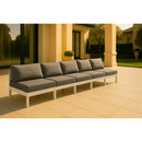  Meridian Nizuc 150" Grey Water Resistant Fabric Upholstered 5 pc Outdoor Patio Armless Modular IMAGE 2