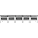  Meridian Nizuc 150" Grey Water Resistant Fabric Upholstered 5 pc Outdoor Patio Armless Modular IMAGE 3