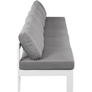  Meridian Nizuc 150" Grey Water Resistant Fabric Upholstered 5 pc Outdoor Patio Armless Modular IMAGE 4