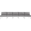  Meridian Nizuc 150" Grey Water Resistant Fabric Upholstered 5 pc Outdoor Patio Armless Modular IMAGE 5