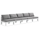  Meridian Nizuc 150" Grey Water Resistant Fabric Upholstered 5 pc Outdoor Patio Armless Modular IMAGE 8