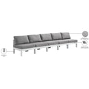  Meridian Nizuc 150" Grey Water Resistant Fabric Upholstered 5 pc Outdoor Patio Armless Modular IMAGE 9