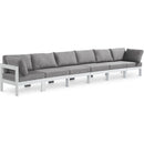  Meridian Nizuc 180" Grey Water Resistant Fabric Upholstered 6 pc Outdoor Patio Modular Sofa IMAGE 1
