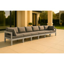  Meridian Nizuc 180" Grey Water Resistant Fabric Upholstered 6 pc Outdoor Patio Modular Sofa IMAGE 2