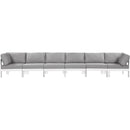  Meridian Nizuc 180" Grey Water Resistant Fabric Upholstered 6 pc Outdoor Patio Modular Sofa IMAGE 5
