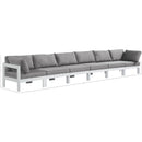  Meridian Nizuc 180" Grey Water Resistant Fabric Upholstered 6 pc Outdoor Patio Modular Sofa IMAGE 8