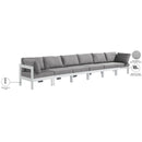  Meridian Nizuc 180" Grey Water Resistant Fabric Upholstered 6 pc Outdoor Patio Modular Sofa IMAGE 9