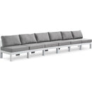  Meridian Nizuc 180" Grey Water Resistant Fabric Upholstered 6 pc Outdoor Patio Armless Modular IMAGE 1