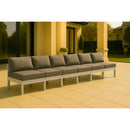  Meridian Nizuc 180" Grey Water Resistant Fabric Upholstered 6 pc Outdoor Patio Armless Modular IMAGE 2
