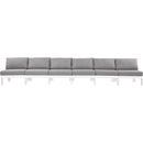  Meridian Nizuc 180" Grey Water Resistant Fabric Upholstered 6 pc Outdoor Patio Armless Modular IMAGE 5