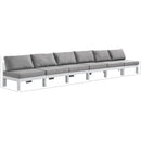  Meridian Nizuc 180" Grey Water Resistant Fabric Upholstered 6 pc Outdoor Patio Armless Modular IMAGE 8
