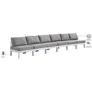  Meridian Nizuc 180" Grey Water Resistant Fabric Upholstered 6 pc Outdoor Patio Armless Modular IMAGE 9