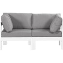  Meridian Nizuc 60" Grey Water Resistant Fabric Upholstered 2 pc Outdoor Patio Modular Loveseat IMAGE 5