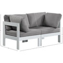  Meridian Nizuc 60" Grey Water Resistant Fabric Upholstered 2 pc Outdoor Patio Modular Loveseat IMAGE 8