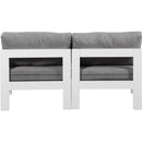  Meridian Nizuc 60" Grey Water Resistant Fabric Upholstered 2 pc Outdoor Patio Armless Modular IMAGE 3