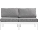  Meridian Nizuc 60" Grey Water Resistant Fabric Upholstered 2 pc Outdoor Patio Armless Modular IMAGE 5