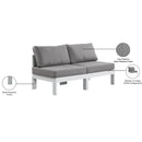  Meridian Nizuc 60" Grey Water Resistant Fabric Upholstered 2 pc Outdoor Patio Armless Modular IMAGE 9