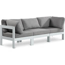  Meridian Nizuc 90" Grey Water Resistant Fabric Upholstered 3 pc Outdoor Patio Modular Sofa IMAGE 1