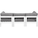  Meridian Nizuc 90" Grey Water Resistant Fabric Upholstered 3 pc Outdoor Patio Modular Sofa IMAGE 3