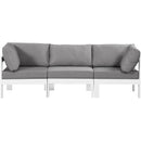 Meridian Nizuc 90" Grey Water Resistant Fabric Upholstered 3 pc Outdoor Patio Modular Sofa IMAGE 5