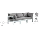  Meridian Nizuc 90" Grey Water Resistant Fabric Upholstered 3 pc Outdoor Patio Modular Sofa IMAGE 9