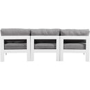  Meridian Nizuc 90" Grey Water Resistant Fabric Upholstered 3 pc Outdoor Patio Armless Modular IMAGE 3