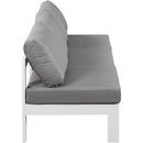  Meridian Nizuc 90" Grey Water Resistant Fabric Upholstered 3 pc Outdoor Patio Armless Modular IMAGE 4
