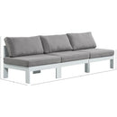  Meridian Nizuc 90" Grey Water Resistant Fabric Upholstered 3 pc Outdoor Patio Armless Modular IMAGE 8