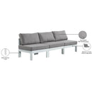  Meridian Nizuc 90" Grey Water Resistant Fabric Upholstered 3 pc Outdoor Patio Armless Modular IMAGE 9