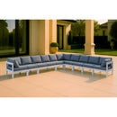  Meridian Nizuc 180" Grey Water Resistant Fabric Upholstered 10 pc Outdoor Patio Modular Sectional IMAGE 2
