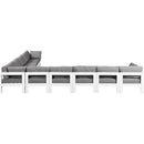  Meridian Nizuc 180" Grey Water Resistant Fabric Upholstered 10 pc Outdoor Patio Modular Sectional IMAGE 4