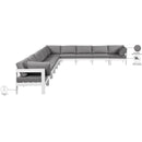  Meridian Nizuc 180" Grey Water Resistant Fabric Upholstered 10 pc Outdoor Patio Modular Sectional IMAGE 8