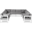  Meridian Nizuc 120" Grey Water Resistant Fabric Upholstered 10 pc Outdoor Patio Modular Sectional IMAGE 1