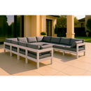  Meridian Nizuc 120" Grey Water Resistant Fabric Upholstered 10 pc Outdoor Patio Modular Sectional IMAGE 2