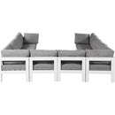  Meridian Nizuc 120" Grey Water Resistant Fabric Upholstered 10 pc Outdoor Patio Modular Sectional IMAGE 3