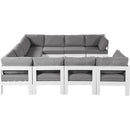  Meridian Nizuc 120" Grey Water Resistant Fabric Upholstered 10 pc Outdoor Patio Modular Sectional IMAGE 4